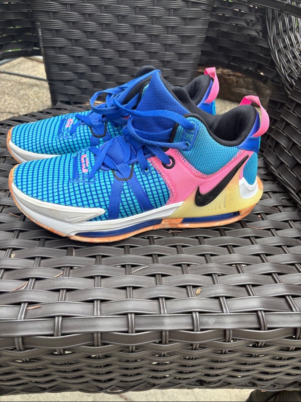Nike Kids Multicolor Athletic Sneakers - Blue, Pink & Yellow Accent